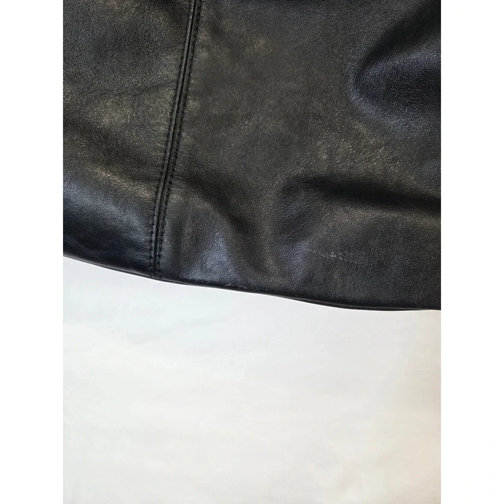 Nordstrom Black Genuine Leather Grommet Hobo Shoulder Bag Made in Italy
